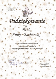 Podzikowanie - MP Nr 18 w Puawach