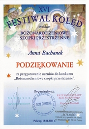 Podzikowanie - Konkurs Boonarodzeniowe Szopki Przestrzenne