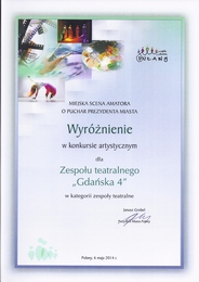 Miejska Scena Amatora 2014 - O Puchar Prezydenta Miasta Puawy - Wyrnienie dla teatru Gdaska 4