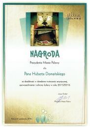 Nagroda Prezydenta Miasta Puawy dla Huberta Domaskiego MDK Puawy