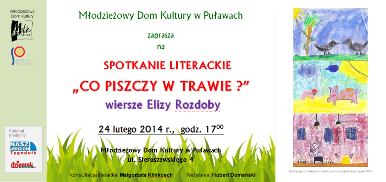 SPOTKANIE LITERACKIE - CO PISZCZY W TRAWIE - Wiersze Elizy Rozdoby