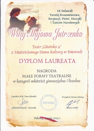Nagroda dla teatru Gdaska 4 - IX Puawski Turniej Krasomwstwa, Recytacji, Pieni, Muzyki i Tacw Narodowych Witaj Majowa Jutrzenko