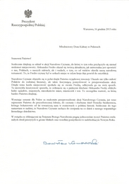 Podzi�kowanie Prezydenta PR za udzia� w akcji Narodowe Czytanie